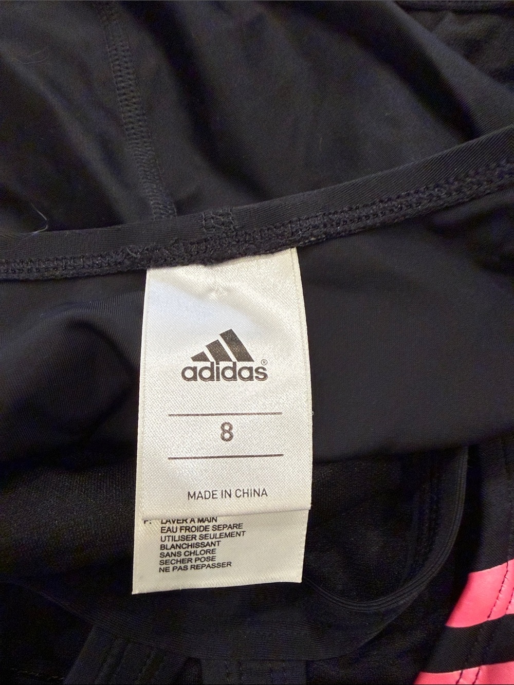 adidas Black One-Piece Swimsuit with Pink and Purple Accents SZ 8/ S - Picture 2 of 6